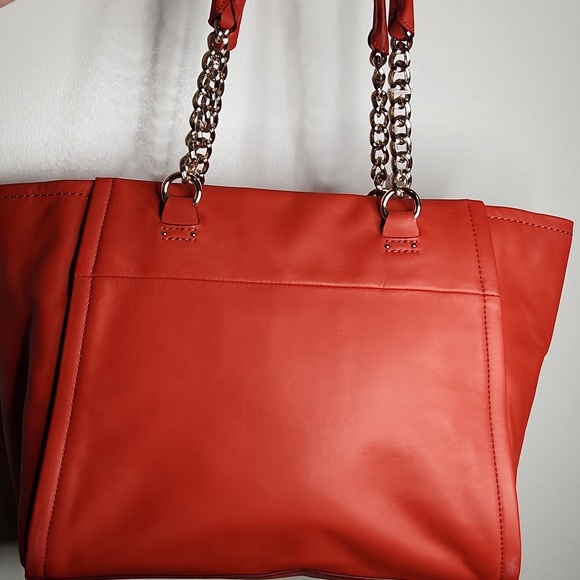 EUC Cole Haan Smooth orange leather tote. Gold hardware.  Preloved sold as is - Picture 4 of 5
